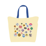 Retro Button Print Canvas Tote