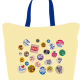 Retro Button Print Canvas Tote