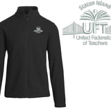 Black jacket with a logo on a white background