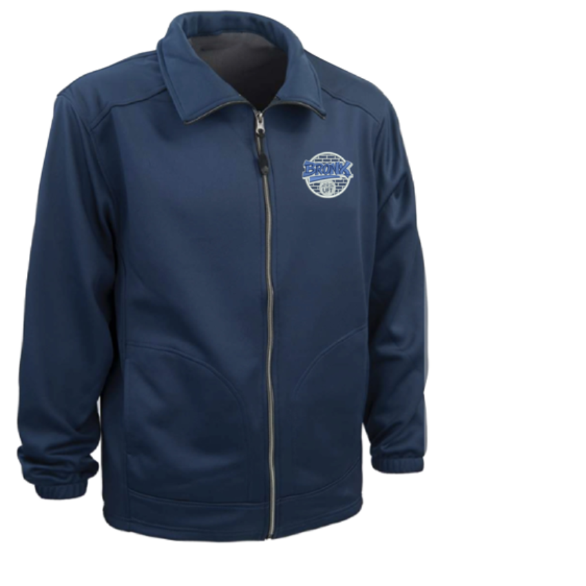 Navy blue jacket with a logo on a white background, featuring the word 'Bronx' and 'UFT'.