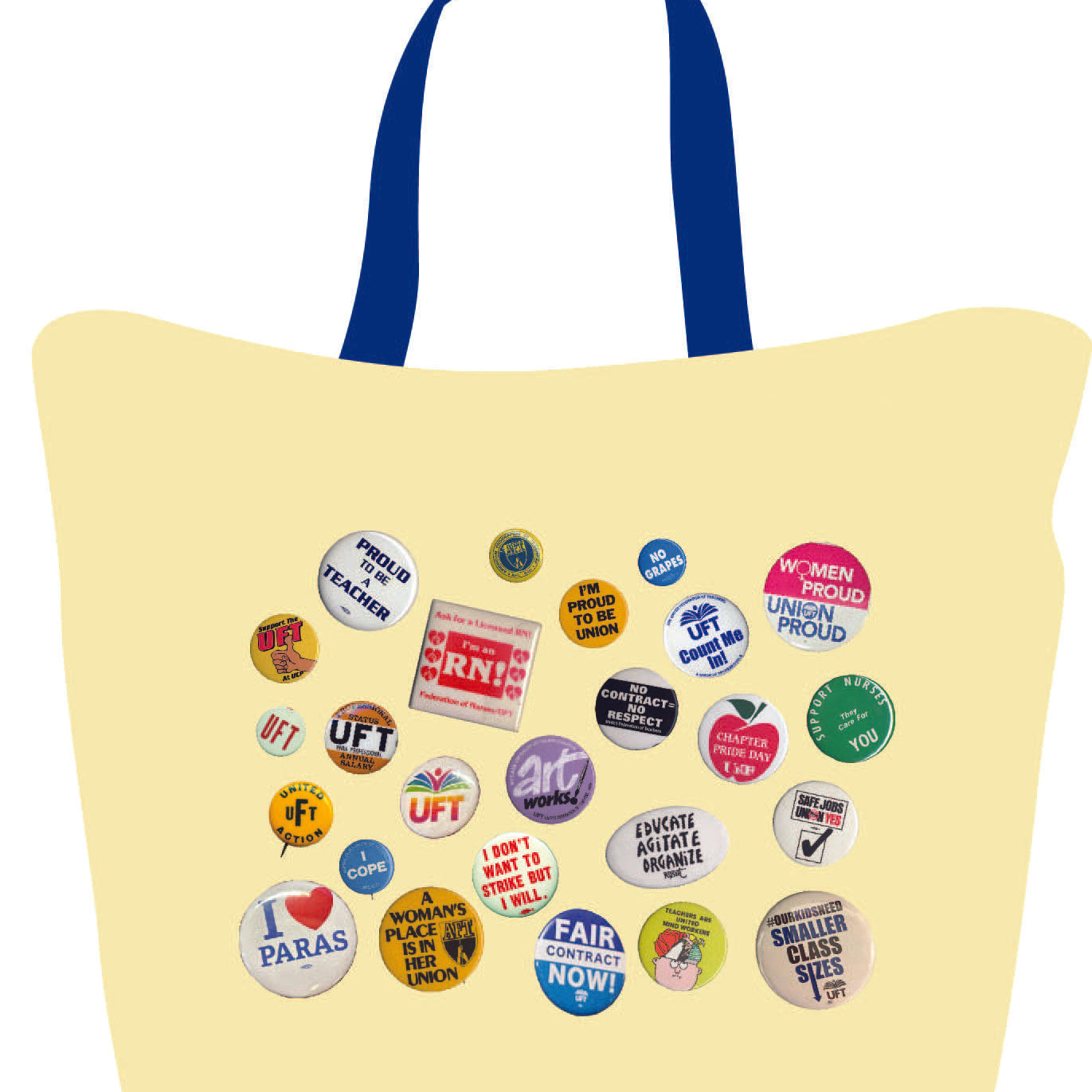 Retro Button Print Canvas Tote